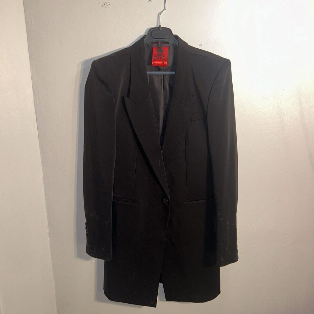 Classic Black Single-Button Blazer Long Tailored Suit‎ Jacket Professional Wear